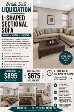 Large Modern Sectional Sofa with Chaise