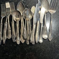 Vintage Silver Plated Flatware Bundle 18 Pieces 