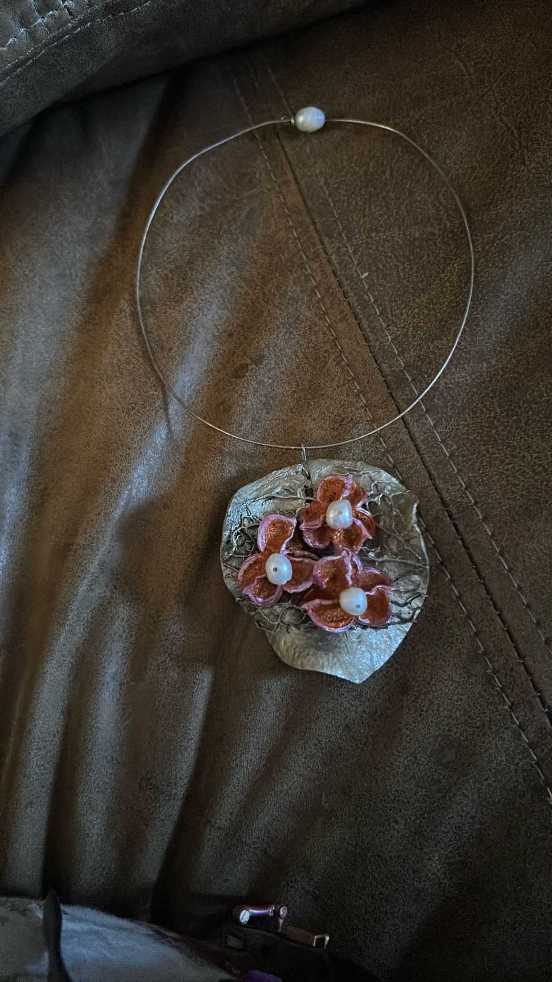 πΈ Artisan Silver Leaf Necklace β Real Freshwater Pearls