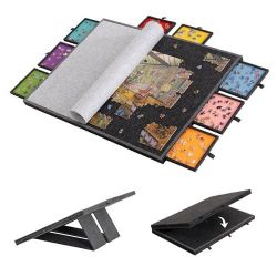 Lavievert 2000 Piece Tilting & Foldable Puzzle Board with 8 Colored Drawers & Cover, Adjustable Lightweight Puzzle Plateau with Built-in Stands, Porta