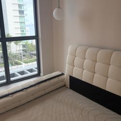 Brand new! Nice luxury plush white boucle queen bed frame