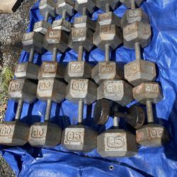 Heavy Steel Hex Dumbbells 45-85 Lb