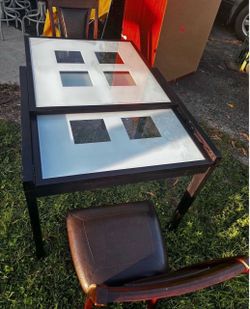 Expandable Dining Table With Frosted Glass Top for Sale