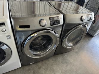 Graphite steel front load Samsung washer and dryer high efficiency  and front load Samsung dryer electric