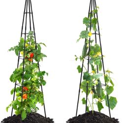 Garden Trellis for Climbing Plants Outdoor, 67" Tall Cucumber Trellis, Obelisk Plant Support for Climbing Vine Vegetable Tomato Peas Bean Trellis, Bla