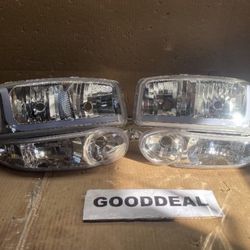 #12 Fit 02-06 GMC Sierra/Yukon/Denali Chrome Clear LED DRL Strip Headlight 