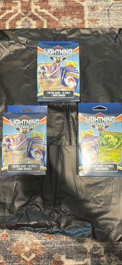 Lightning Power Box Pokémon TCG 1 Ultra Rare EX, 14 Holos,One Mini Binder Sealed lot of 3
