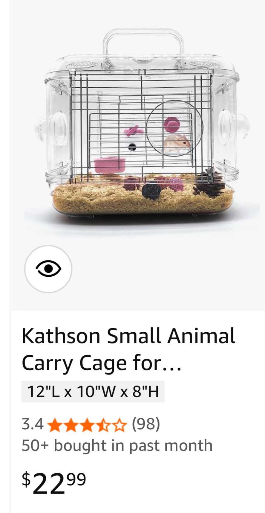 Kathson Small Animal Carry Cage for Hamsters