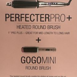 Calista PerfecterPro Heated Round Brush + GoGo Mini Brush ( Rose Gold) 1”