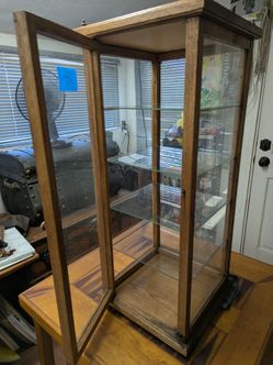 oak display cabinet