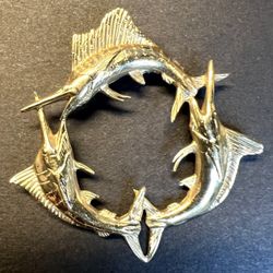 14k Gold Marlin and Sailfish Pendant 