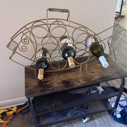 Fish wine bottle rack holder Metal ocean Beach coastal decor 24" x 18" x 6"