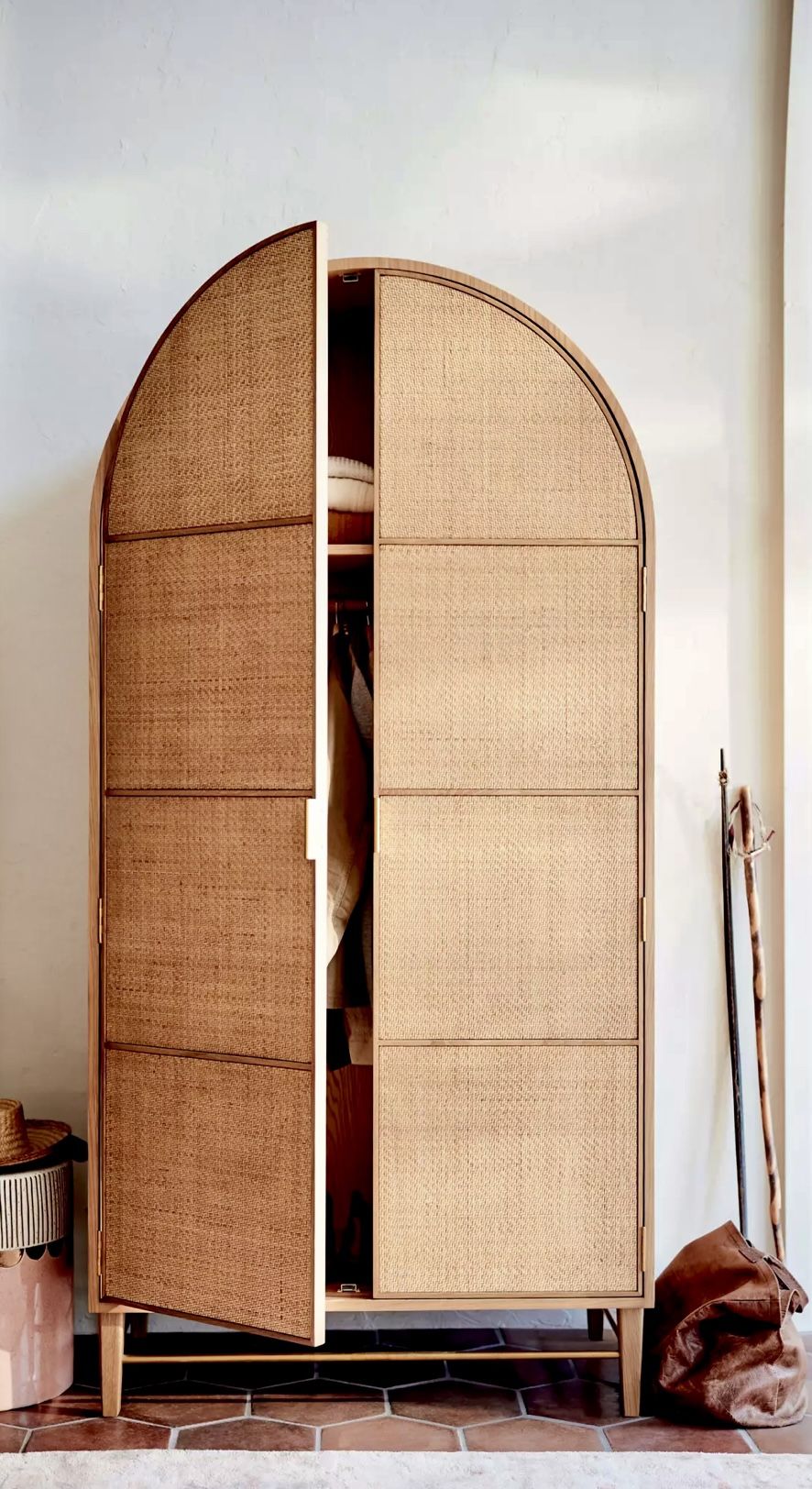 BRAND NEW Cane and White Oak Armoire 