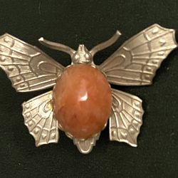 Silver Tone Butterfly Brooch