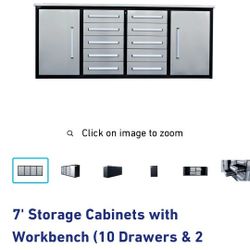 Stainless Steel, 7' Work Bench, Tool Chest
