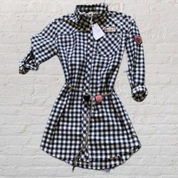 Jessica Simpson Black And White Plaid  Western Style Girls Dresses