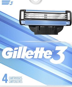 Gillette 3 Razor Blades! 4 pack