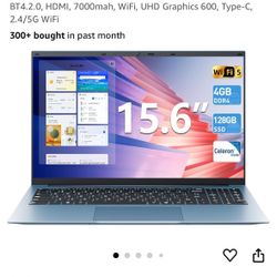 Slim Laptop 15.6 Inch, Windows 11 Laptops with 4GB RAM 128GB SSD Celeron N4000 Processor