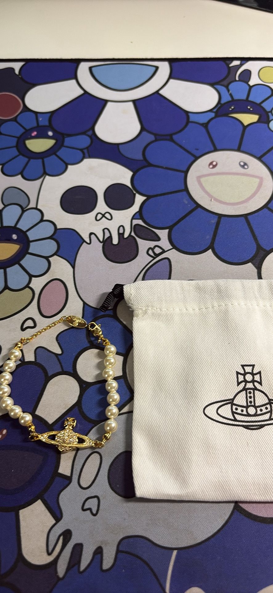 Gold And White Vivienne Westwood Pearl Bracelet 