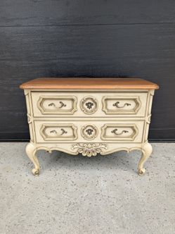 Drexel Heritage French Provincial 2-Drawer Chest Cream Wood Top
