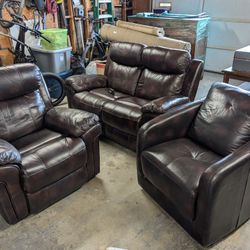 Luxury Faux Leather Living Room Set 