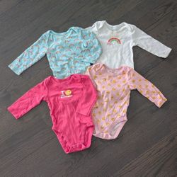 TCP Baby Girl Long Sleeve Bodysuits, 4-Pack, 6-9 Months 