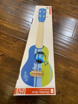 Hape Kid's Wooden Toy Ukulele in Blue, L: 21.9, W: 8.1, H: 3 inch