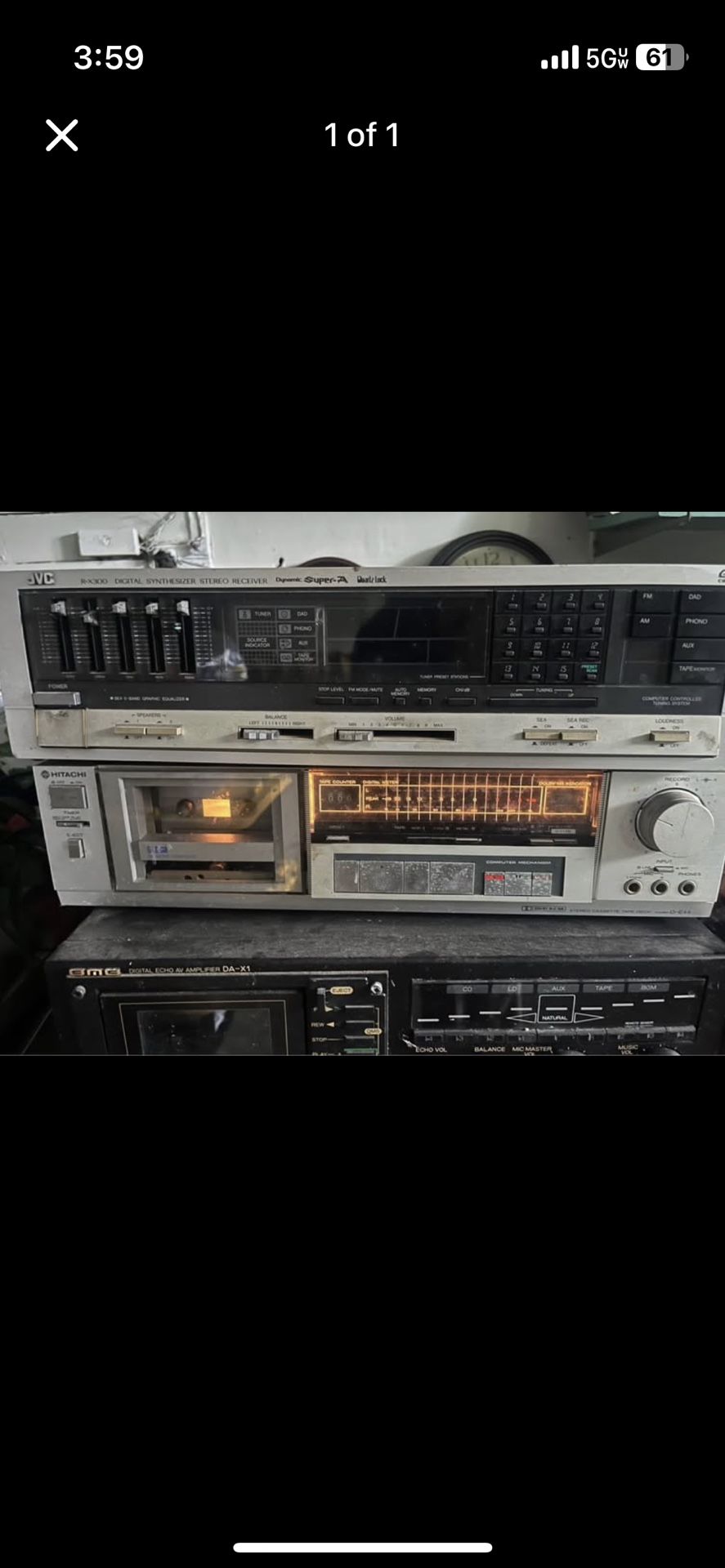 HITACHI DE44 TAPE AND CASSETTE STEREO RECEIVER
