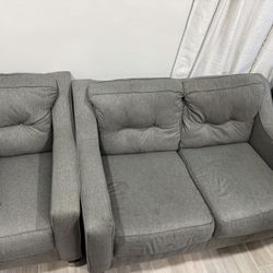 Modern Gray Couch Set – Sofa + Loveseat + Chair  (Clean & Comfy)