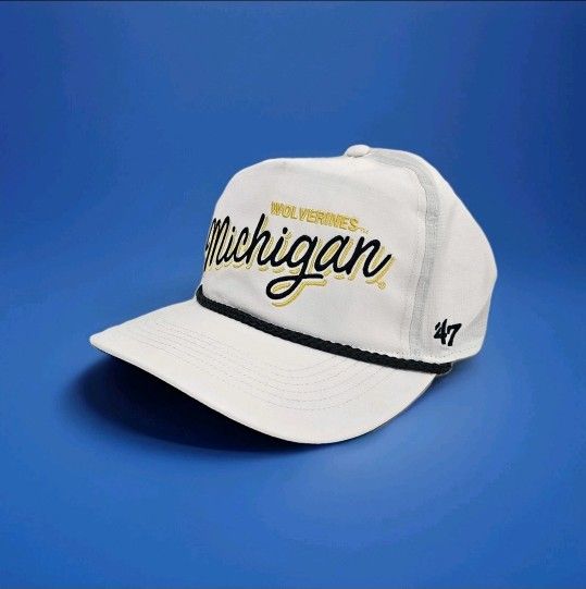 Michigan Wolverines Hat - '47 Hitch, White w/Blue Coastal Rope Snapback w/Tag