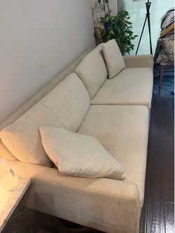 7ft Long beige tweed sofa