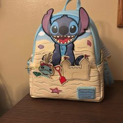 Disney Parks Loungefly Stitch Sandcastle Mini Backpack