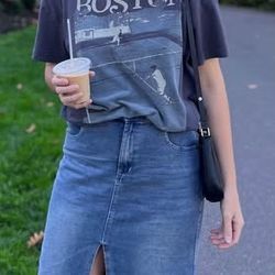 Denim long skirt