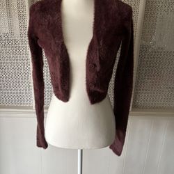 Women’s Sunday Best Purple Fuzzy Soft Cropped Cardigan