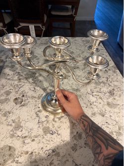 Heavy silver candelabra