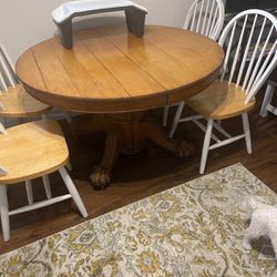48” Round Wooden Table With 4 Chairs