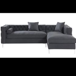 Iconic Home Da Vinci Leather Tufted Sectional Sofa (NEW IN BOX) 