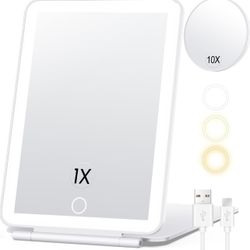  Rechargeable Makeup Mirror for Travel, Vanity Mirror with 80LEDs, 3 Color Light, 2000mAh Battery, Portable Ultra Slim Lighted Mirror, Travel Essentia