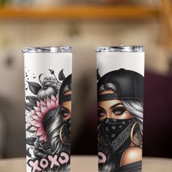 Stainless Steel Tumbler with XOXO Artistic Design, 20oz Insulated Travel Cup with Straw Lid, White