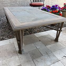 Solid Metal Travertine Table