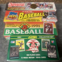 4 - Factory Sealed 1991 Baseball Card Sets Topps Bowman Donruss Score