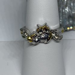 Mother & Baby Owl Ring 2 Tone Size 8.5 For $8