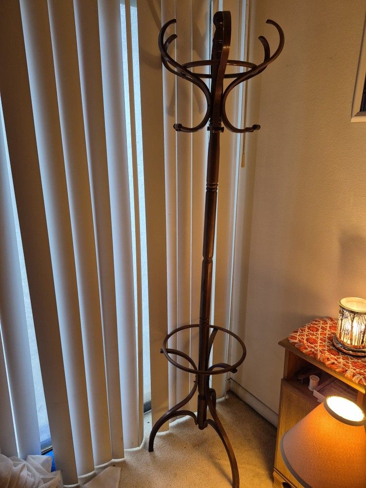 Classic Solid Wood Hall Tree / Coat Rack - Over 6ft Tall! - $80