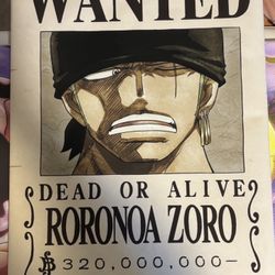 Zoro Wanted Poster Canvas Painting