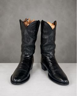 Lucchese Black Leather Cowboy Boots – Men’s 10.5 D – New Heel Caps