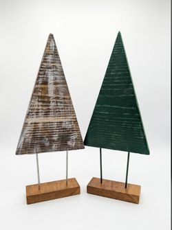 Rustic Wooden Christmas Tree Decor Set of 2