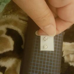 Real silver zircon Diamond small Stud earrings 