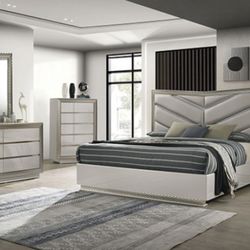 4PCS BEDROOM SET E KING GRAY  (F7251) $1699 FREE LOCAL DELIVERY 