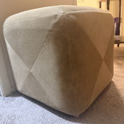 Neutral Upholstered Ottoman – Modern Accent Seat