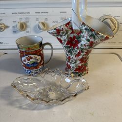 LOT Vintage Glassware Vase Dish Coffee Cup ALL FOR 